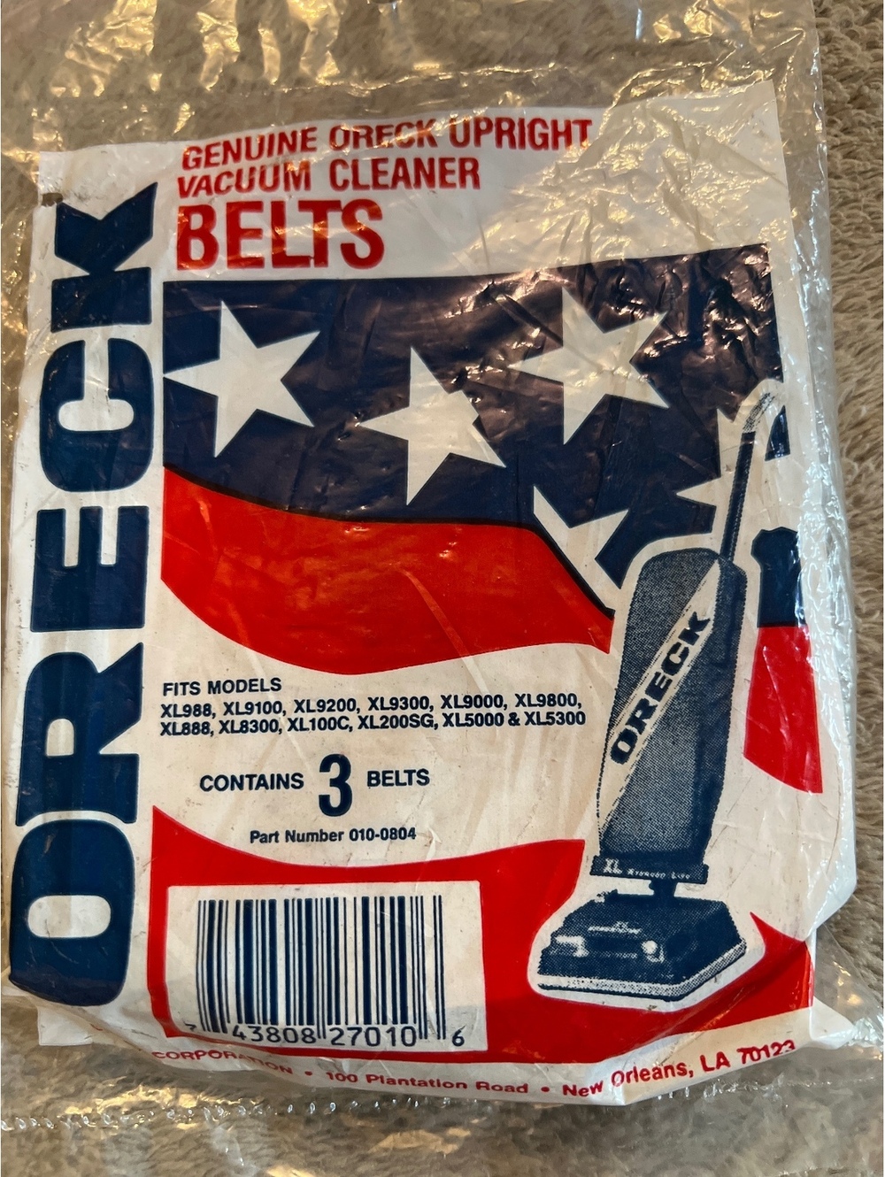 Oreck Genuine Upright Vacuum Cleaner Replacement Belts - Pack of 3
